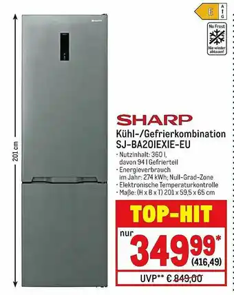 METRO Sharp Kühl- Gefrierkombination Sj-ba20iexie-eu Angebot