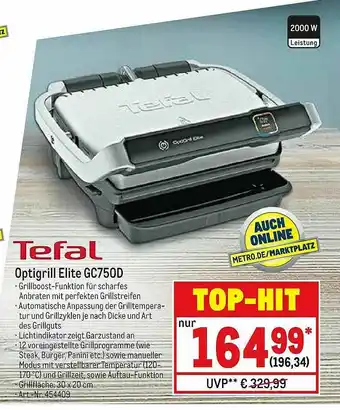 METRO Tefal Optigrill Elite Gc750d Angebot