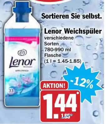 Hit Lenor Weichspüler 780-990ml Angebot