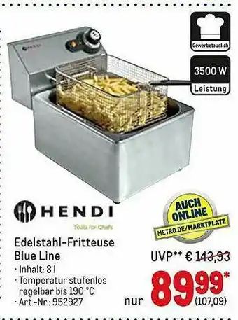 METRO Hendi Edelstahl-fritteuse Blue Line Angebot