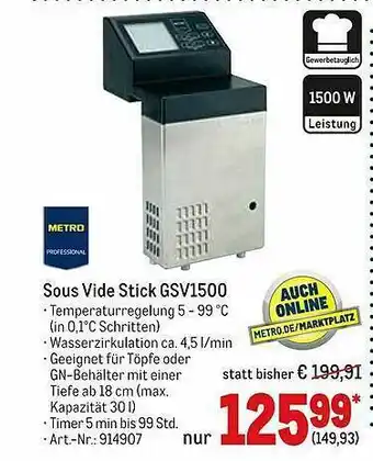 METRO Sous Vide Stick Gsv1500 Angebot