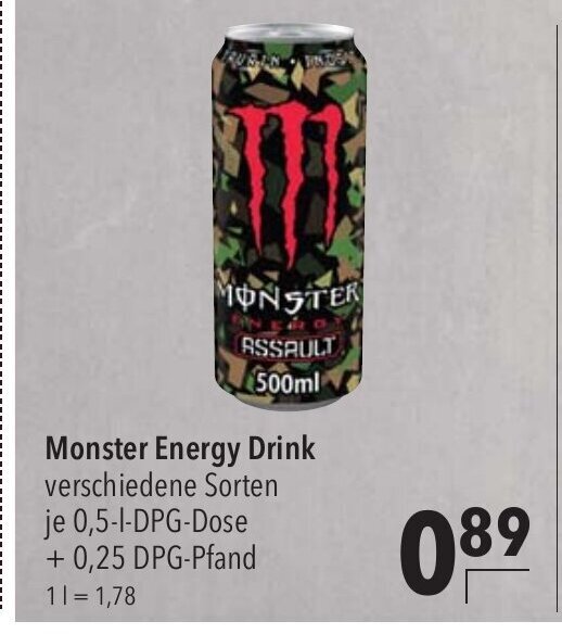 Monster Energy Drink verschiedene Sorten 500ml Angebot bei CITTI Markt