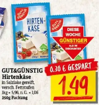 NP Discount GUT&GÜNSTIG Hirtenkäse 250 g Packung Angebot