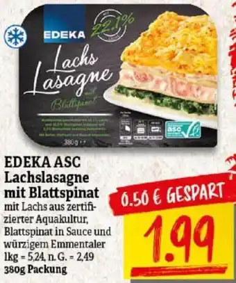 NP Discount EDEKA ASC Lachslasagne mit Blattspinat 380 g Packung Angebot