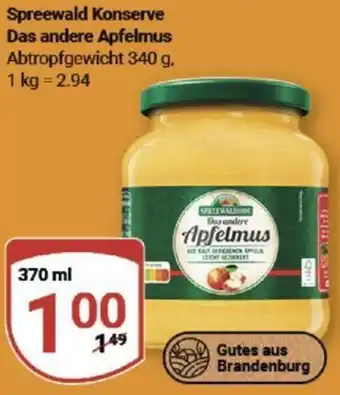 Globus Spreewald Konserve Das andere Apfelmus 370 ml Angebot