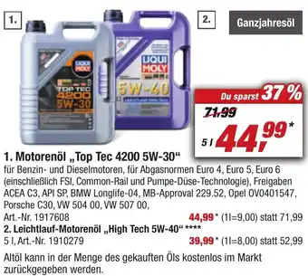 toom Baumarkt LIQUI MOLY Motorenöl ,,Top Tec 4200 5W-30" Angebot