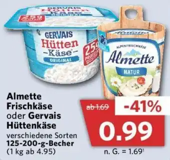 Combi Almette Frischkäse oder Gervais Hüttenkäse 125-200-g-Becher Angebot