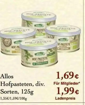 LPG Biomarkt Allos Hofpasteten Angebot