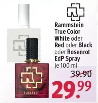 Rossmann Rammstein Truce Color White oder Red oder Black oder Rosenrot Edp Spray 100ml Angebot