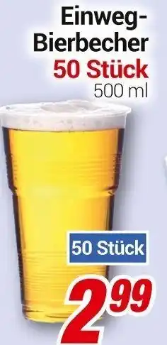 CENTERSHOP Einweg Bierbecher 50 Stück Angebot