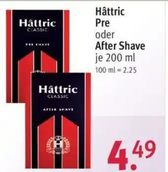 Rossmann Hâttric Pre oder After Shave 200ml Angebot