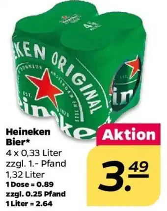 NETTO Heineken Bier* 4 x 0,33 Liter Angebot