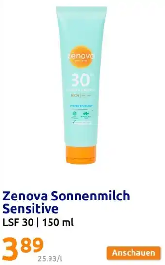 Action Zenova Sonnenmilch Sensitive LSF 30 | 150 ml Angebot