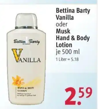 Rossmann Bettina Barty Vanilla Oder Musk Hand & Body Lotion 500 ml Angebot