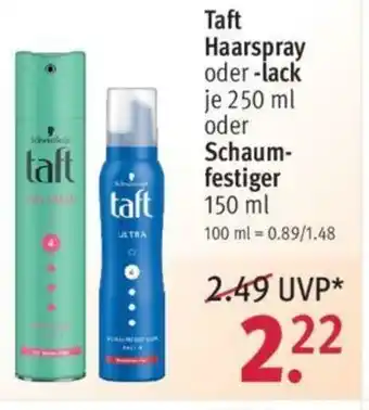 Rossmann Taft Haarspray oder lack 250ml oder Schaumfestiger 150ml Angebot