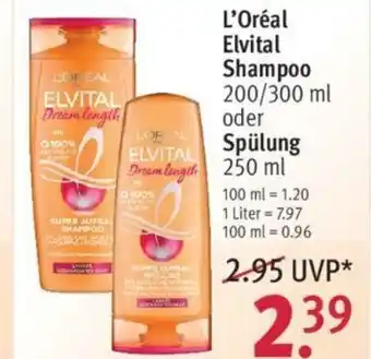 Rossmann L'Oréal Elvital Shampoo 200/300ml oder Spülung 250ml Angebot