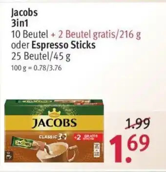 Rossmann Jacobs 3 in1 oder Espresso Sticks 25 Beutel/45g Angebot