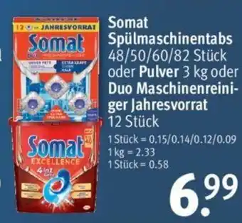 Rossmann Somat Spülmaschinentabs  oder Pulver 3kg oder Duo Maschinenreiniger Jahresvorrat Angebot