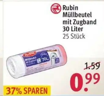 Rossmann Rubin Müllbeutel mit Zugband 30 Liter Angebot