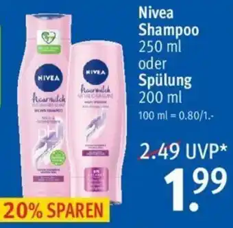 Rossmann Nivea Shampoo oder Spülung 250/200ml Angebot