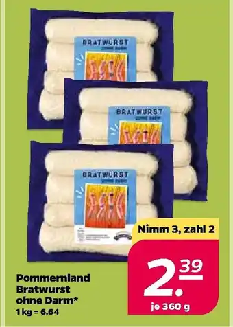 NETTO Pommernland Bratwurst ohne Darm 360 g Angebot