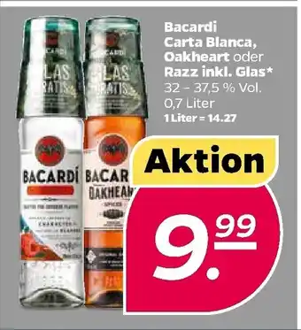 NETTO Bacardi Carta Blanca, Oakheart oder Razz inkl. Glas 0,7L Angebot