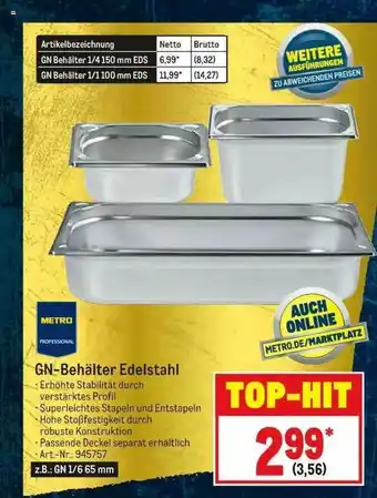 METRO GN-behälter Edelstahl Angebot