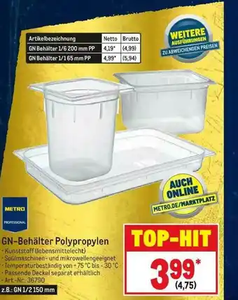 METRO Gn-behalter Polypropylen Angebot