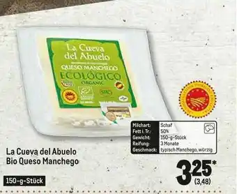 METRO La Cueva Del Abuelo Bio Queso Manchego Angebot