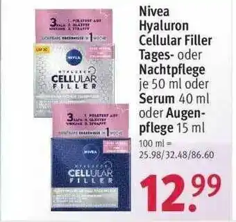 Rossmann Nivea Hyaluron Cellular Filler Tages Oder Nachtpflege Oder Serum Oder Augenpflege Angebot