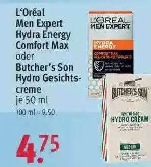 Rossmann L'oréal Men Expert Hydra Energy Comfort Max Oder Butcher's Son Hydro Gesischtscreme Angebot