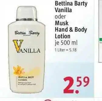 Rossmann Bettina Barty Vanilla Oder Musk Hand & Body Lotion Angebot