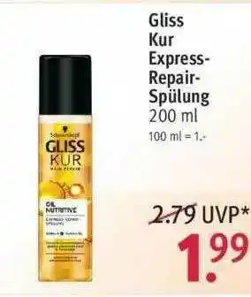 Rossmann Gliss Kur Epress Repair Spülung Angebot