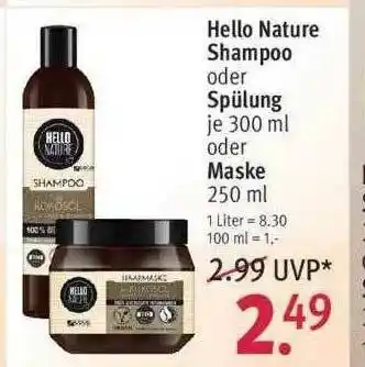 Rossmann Hello Nature Shampoo Oder Spülung Oder Maske Angebot