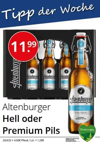 Sagasser Altenburger Hell oder Premium Pils 20x0,5 L Angebot