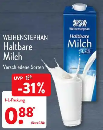 Aldi Nord Weihenstephan Haltbare Milch 1L Angebot