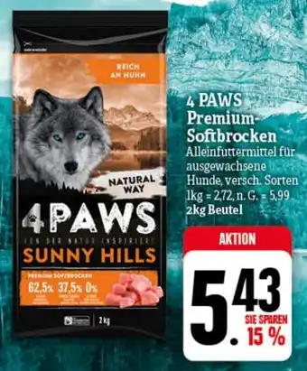 nah & gut 4 PAWS Premium Softbrocken 2 kg Beutel Angebot
