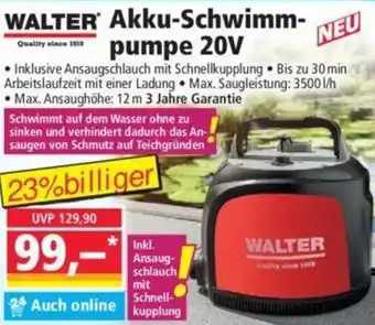 Norma WALTER Akku-Schwimmpumpe 20V Angebot