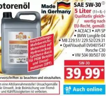 Norma CARFIT SAE-Qualitäts-Motorenöl SAE 5W-30 Angebot