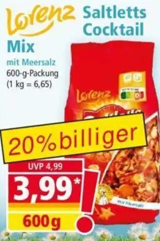 Norma Lorenz Saltletts Cocktail Mix 600 g Packung Angebot