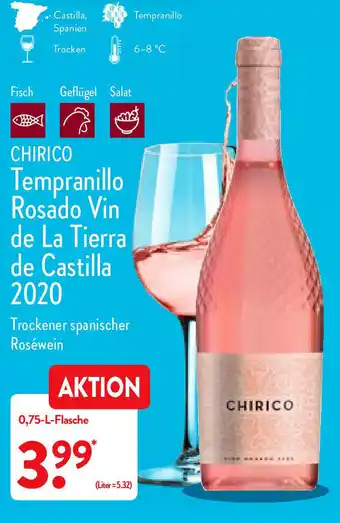 Aldi Nord Chirico Tempranillo Rosado  Vin de La Tierra de Castilla 2020 Angebot