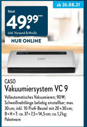 Aldi Nord Caso Vakuumiersystem VC 9 Angebot