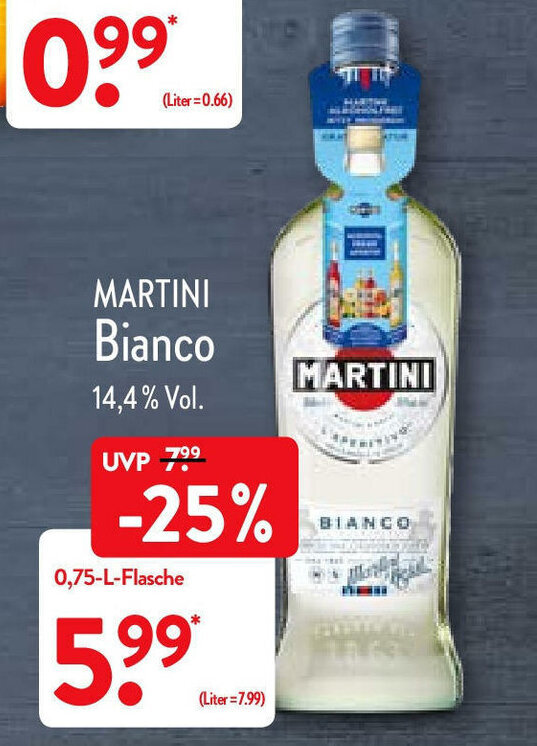Martini Bianco 0,75L Angebot bei Aldi Nord