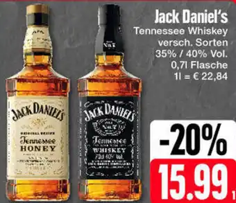 Edeka Jack Daniel's Tennessee Whiskey 0,7 L Flasche Angebot