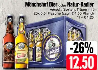 Edeka Mönchshof Bier oder Natur-Radler 20x0,5 L Flasche Angebot