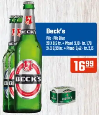 Hörl Getränke Beck's Pils 20x0,5 L/24x0,33 ltr. Angebot