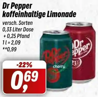 Simmel Dr Pepper koffeinhaltige Limonade 0,33 Liter Dose Angebot