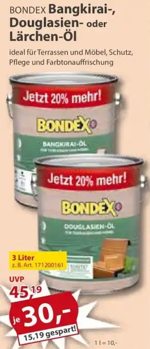 Sonderpreis Baumarkt BONDEX Bangkirai-, Douglasien oder Lärchen-Öl 3 Liter Angebot