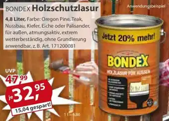 Sonderpreis Baumarkt BONDEX Holzschutzlasur 4,8 Liter Angebot