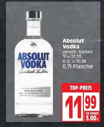 Edeka Absolut Vodka versch. Sorten 700ml Angebot